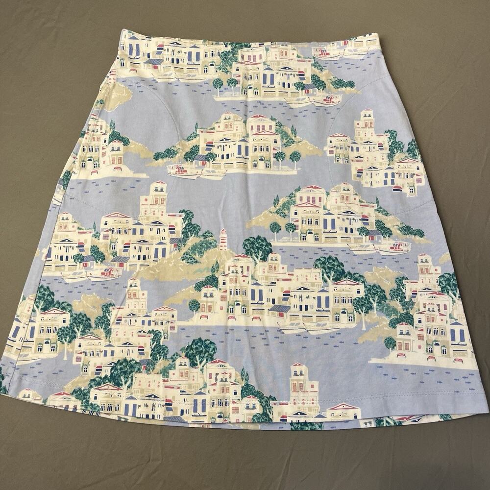 J. JILL Womens XS Stretch A-Line Skirt Pockets Coastal Mediterranean Italy